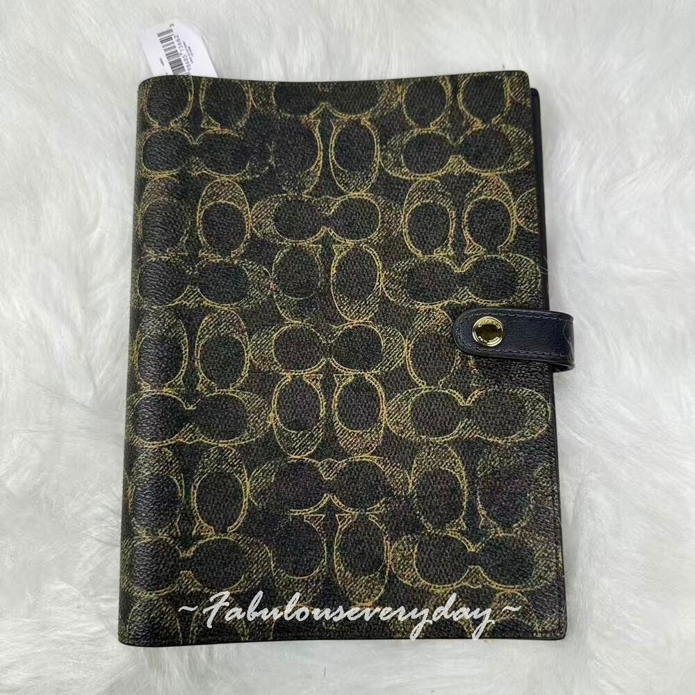 Coach Notebook In Loved Signature Canvas/Smooth Leather/Gold/Brown CDX99 NWT